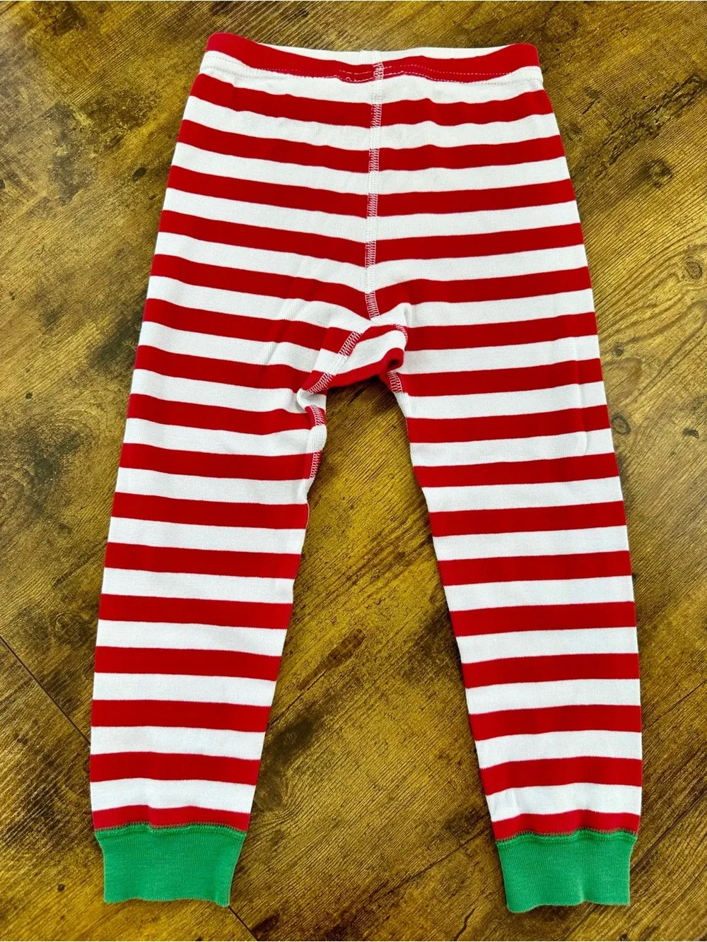 Hanna Andersson Red & White Stripe Pajama Set with Green Trim, 4T